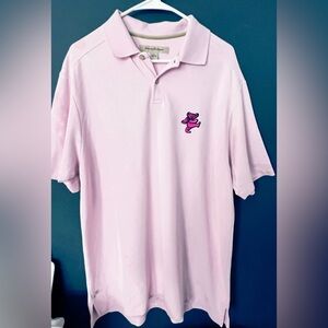Tommy Bahama Soft Pink Polo Shirt with Dancing Bear Grateful Dead